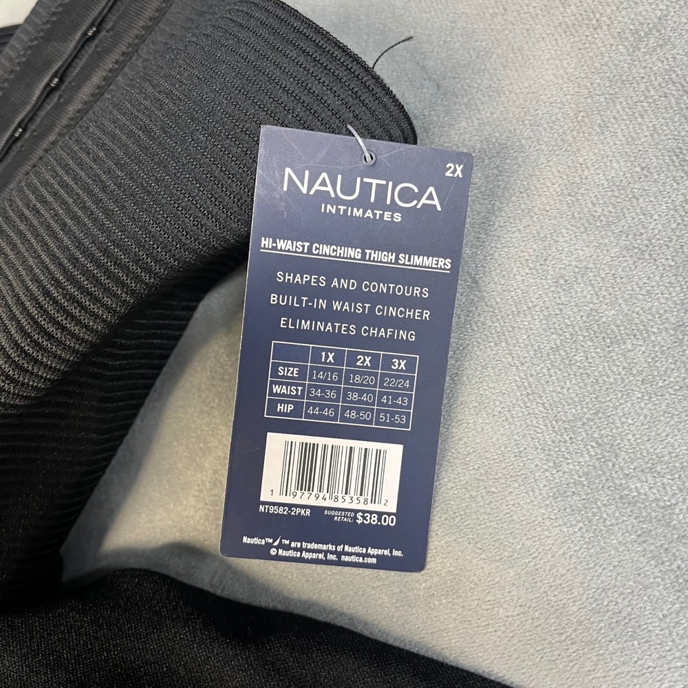 NWT Nautica Intimates High-Waist Shaping Thigh Slimmers Women 2X Black - Picture 6 of 7